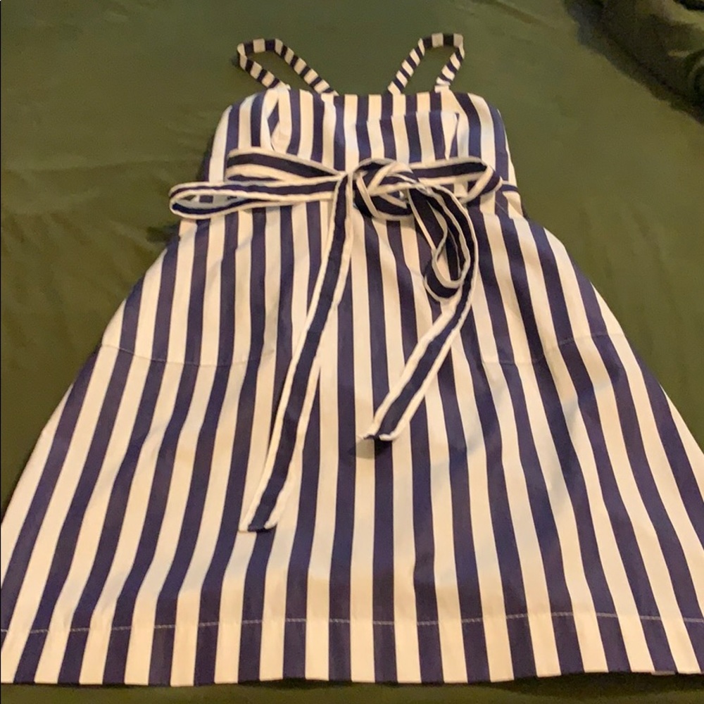 J crew Apron dress blue striped size 4 Tailored